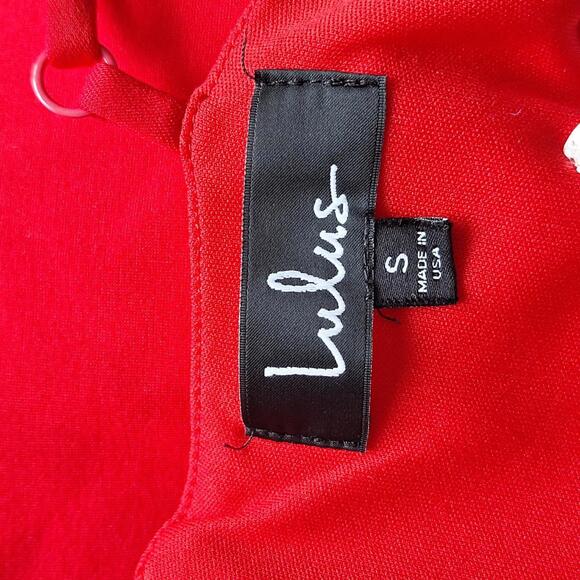 Lulus Red Cross Front Ruffle Dress Size Small - Picture 6 of 7